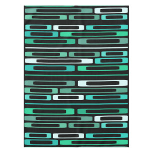 Nappe Mi-siècle Retro Flat Rocks Noir Turquoise