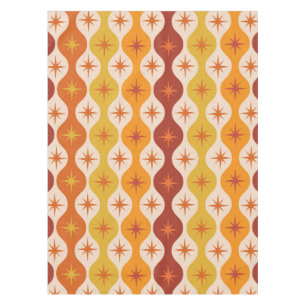 Nappe Mid Century Orange Mod Stars sur un motif ogénique