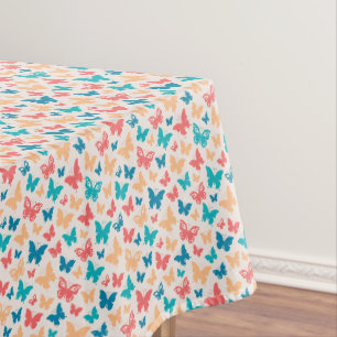 Nappe Mignon beige rose turquoise papillon contemporain