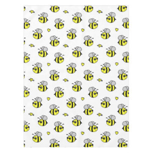 Nappe Mignon gaffez le blanc de motif d'abeille