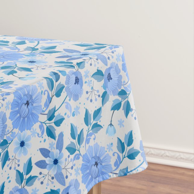 Nappe Modèle floral.06.FR. Bleu blanc (In Situ)
