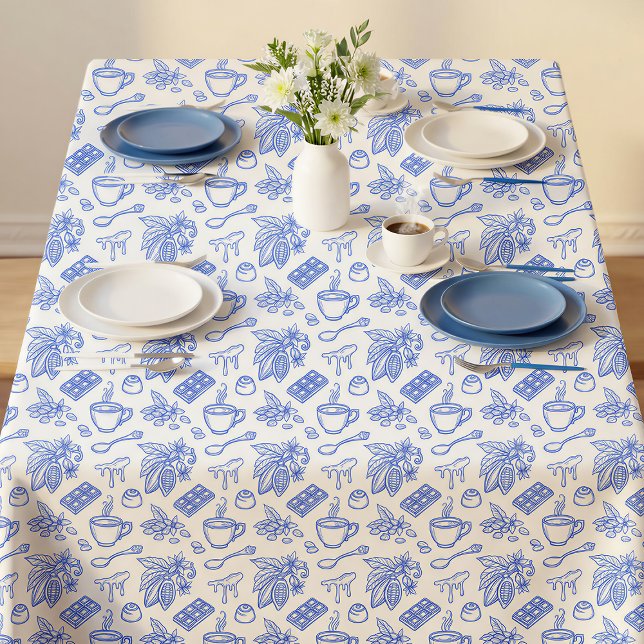 Nappe Modern Blue Toile Cacao and Chocolate Pattern (Créateur téléchargé)