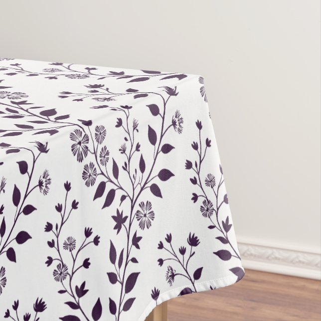 Nappe Modern Boho Floral Pattern Plum White (In Situ)