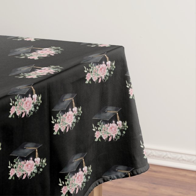 Nappe Modern Pink Roses Black Grad Cap Graduation (In Situ)