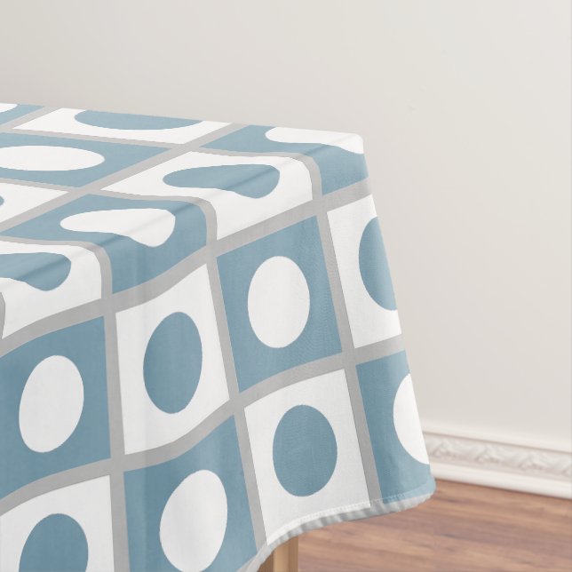 Nappe moderne abstraite sarcelle et blanc (In Situ)