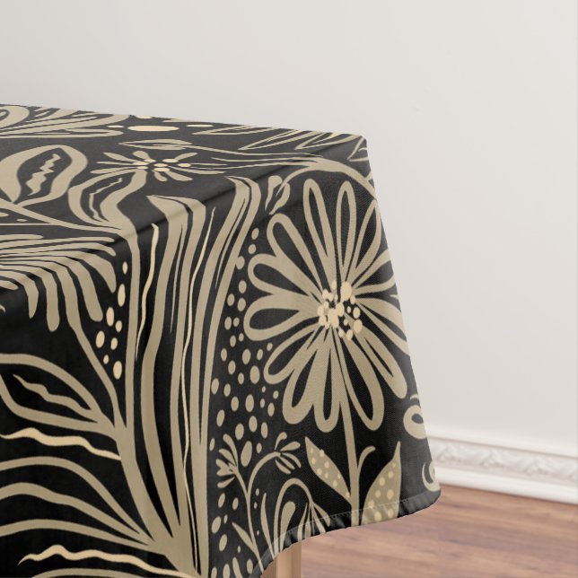 Nappe Moderne | imprimé FLORAL | Beige sur Noir (In Situ)
