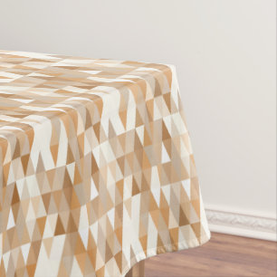 Nappe Moderne Taupe Gris Ivoire Brun Motif Triangle