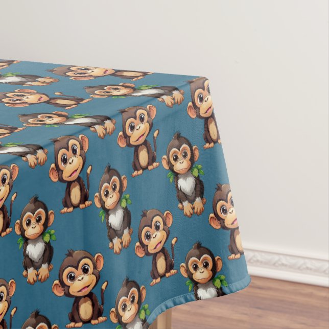 Nappe Monkey Pattern Design Blue  (In Situ)
