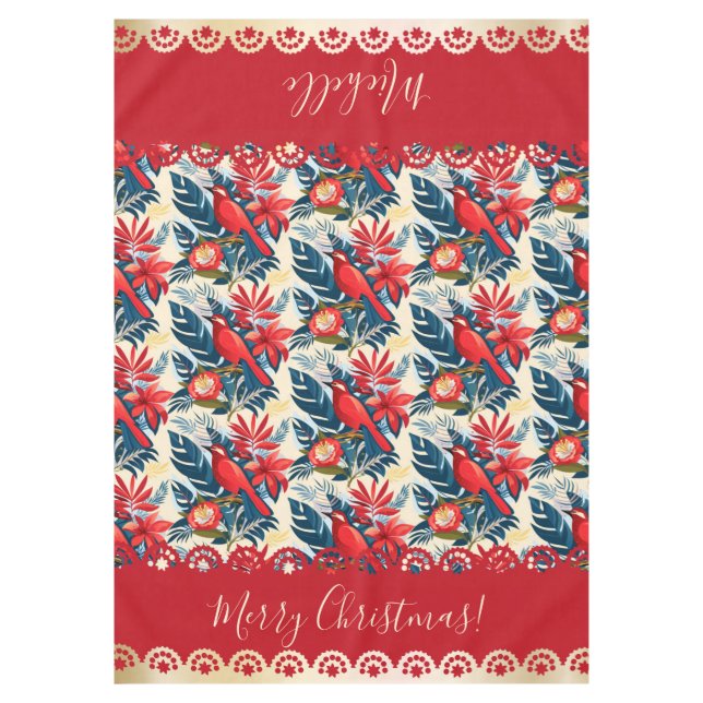 Nappe Monogram Merry Christmas & Happy New Year! Floral  (Devant)