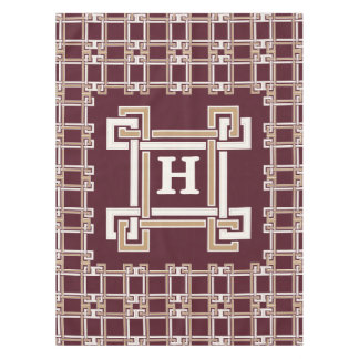 Nappe Monogramme Élégant à Clé Grecque Bourgogne