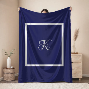 Nappe Monogramme initial élégant bleu gris