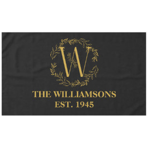 Nappe Monogramme personnalisé Famille Noir & Or Initiale