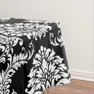 Nappe Monogramme personnalisé Noir Damsk Motif floral
