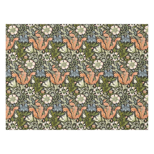 Nappe Morris BlackBackground 1896 Compton Floral Pattern (Devant (Horizontal))