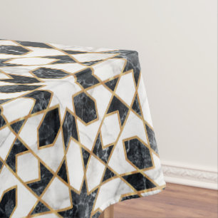 Nappe Mosaïque marocaine noire et Marbre blanc