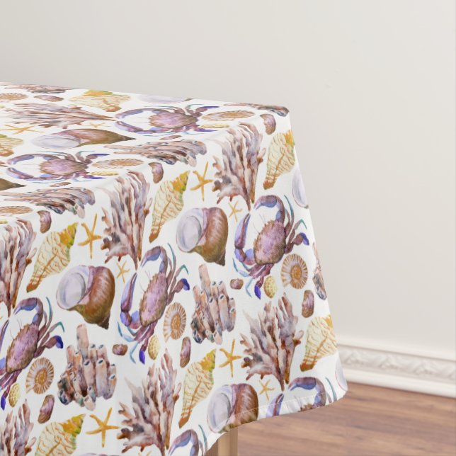 Nappe Motif 4 de vie marine d'aquarelle (In Situ)