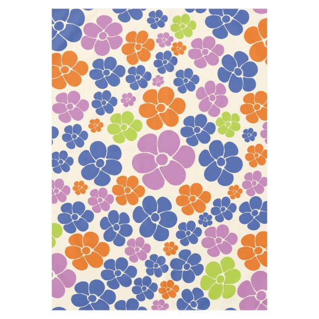 Nappe Motif à fleurs - Bleu, Orange, Violet, Vert (Devant)