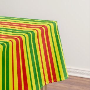 Nappe Motif à rayures jaunes rouges et vertes  