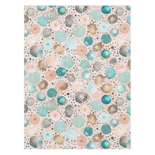 Nappe Motif Abstrait chatoyant en Turquoise, Rose