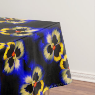 Nappe Motif Abstrait de fleurs de sansy bleu