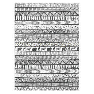 Nappe Motif africain tribal noir blanc
