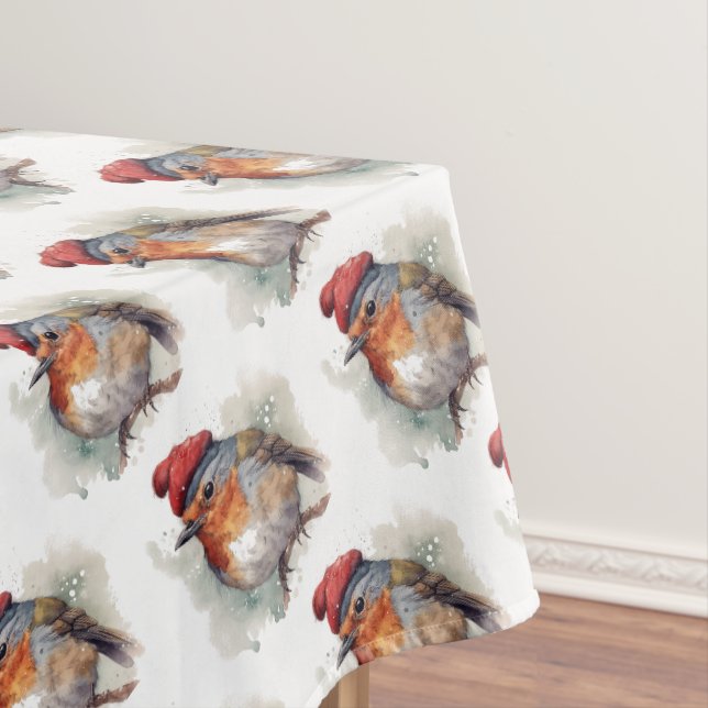Nappe Motif Aquarelle Rouge De Robin D'Hiver (In Situ)