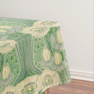 Nappe Motif Art Nouveau vintage Lotus and Poppies