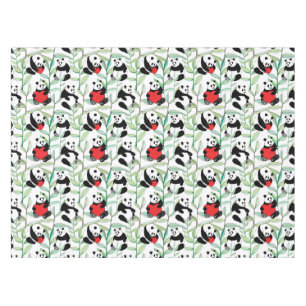 Nappe motif avec de beaux pandas avec des coeurs