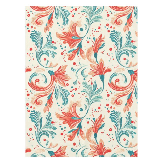 Nappe Motif blanc blanc et rouge Paisley Leaf (Devant)