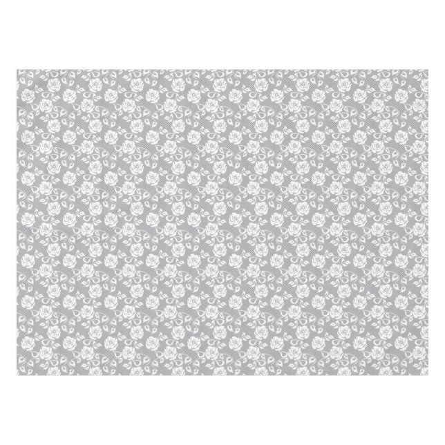 Nappe Motif blanc de dentelle sur l'arrière - plan gris (Devant (Horizontal))
