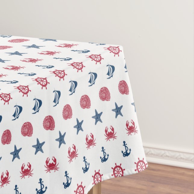 Nappe Motif blanc et bleu rouge de symbole de mer (In Situ)