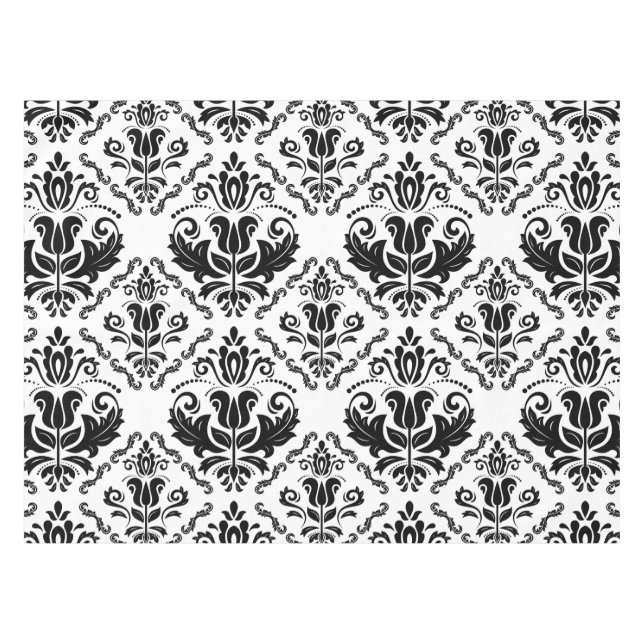 Nappe Motif blanc noir classique de damassé - chic (Devant (Horizontal))
