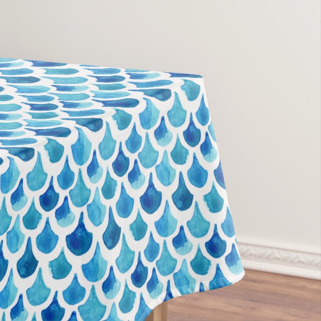 Nappe Motif bleu d'échelle d'aquarelle (In Situ)