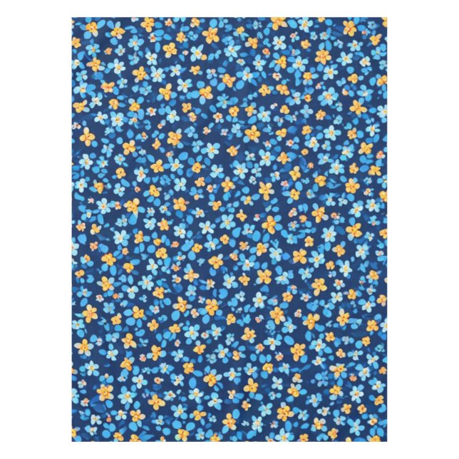 Nappe Motif Blue Little Flowers (Devant)