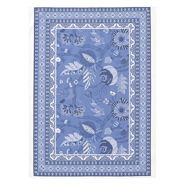 Nappe Motif Bohème Bleu Blanc (Devant)