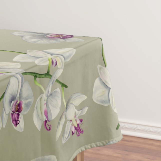 Nappe Motif botanique de peinture d'aquarelle d'orchidée (In Situ)