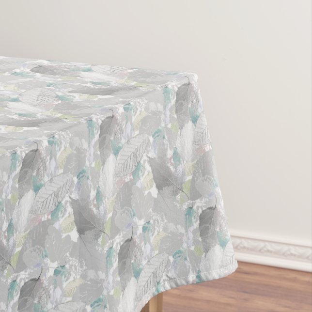 Nappe Motif Botanique élégant. Gris, argent, turquoise (In Situ)