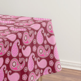 Nappe Motif, Bourgogne, rose et blanc de Paisley