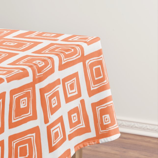 Nappe Motif Carré Abstrait de Corail orange (In Situ)