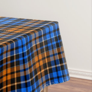 Nappe Motif carreaux tartan noir orange bleu