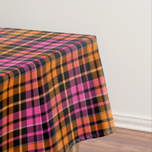 Nappe Motif carreaux tartan orange rose noir