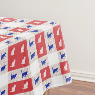 Nappe Motif Chat en carton rouge, blanc et bleu