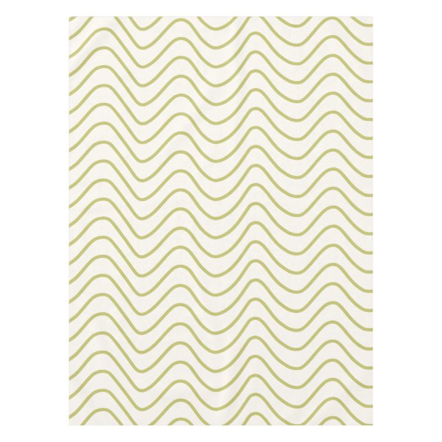 Nappe Motif Chevron Lime Green sur Crème White Zigzag (Devant)