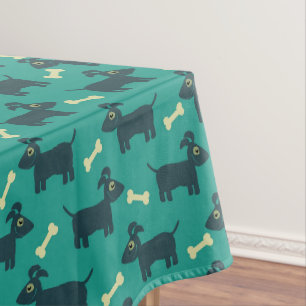 Nappe Motif chien mignon avec oreilles disquettes et os