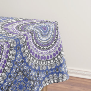 Nappe Motif circulaire géométrique mandala bleu et viole