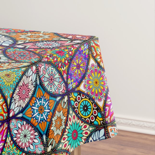 Nappe Motif créatif d'art de cercles de mandalas floraux (In Situ)