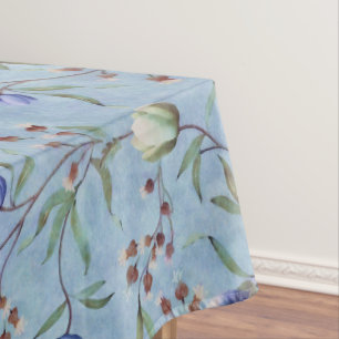 Nappe Motif d'anémones de tulipes bleues et blanches