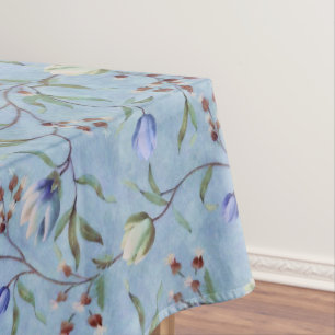 Nappe Motif d'anémones de tulipes bleues et blanches