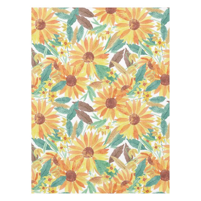 Nappe Motif d'aquarelle de tournesol d'été jaune (Devant)
