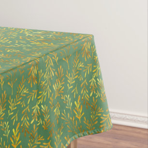 Nappe Motif d'automne de la Feuille d'or verte tendance